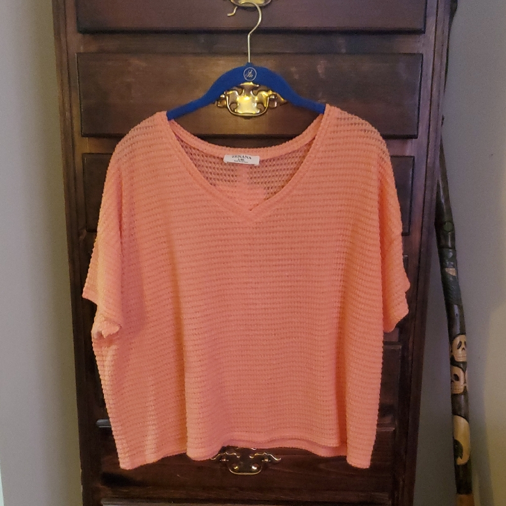 Zenana  Peach V-Neck Top